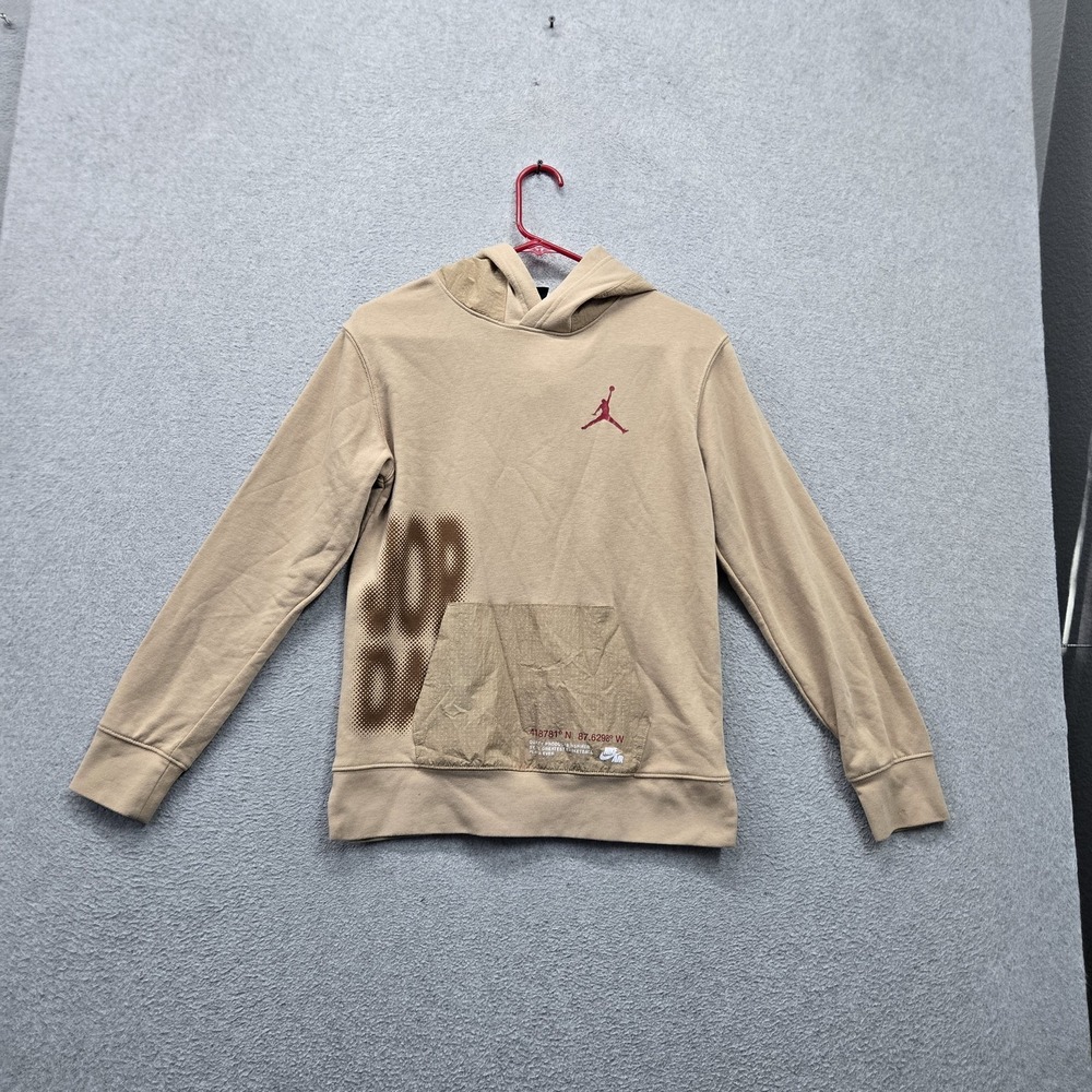 Jordan Boys Hoodie L Tan Graphic Jumpman Air Pullover